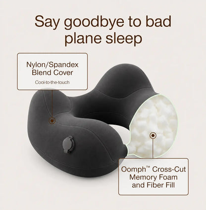 Self-Inflatable Travel Neck Pillow – Adjustable Support with Compact Carry Bag