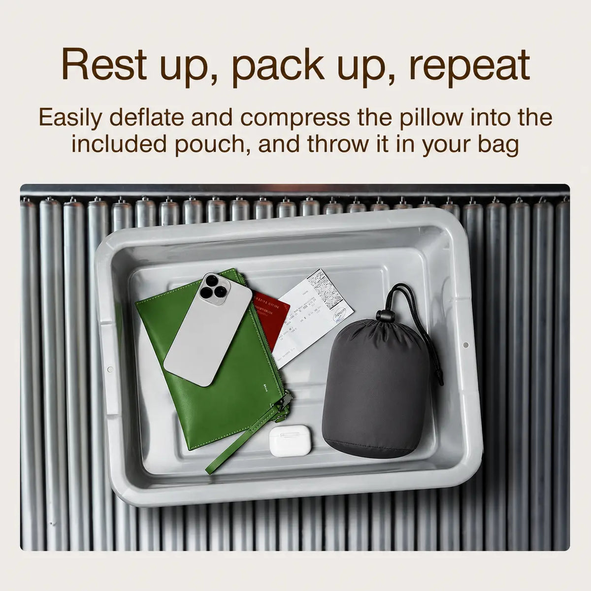 Self-Inflatable Travel Neck Pillow – Adjustable Support with Compact Carry Bag