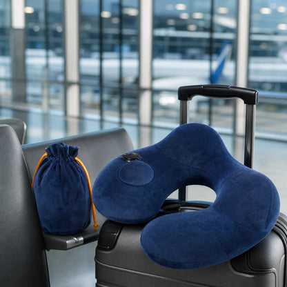 Self-Inflatable Travel Neck Pillow – Adjustable Support with Compact Carry Bag