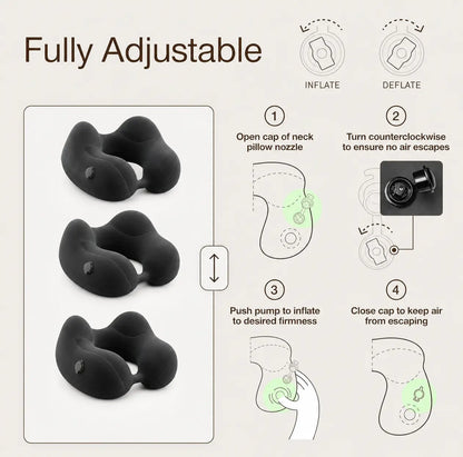 Self-Inflatable Travel Neck Pillow – Adjustable Support with Compact Carry Bag
