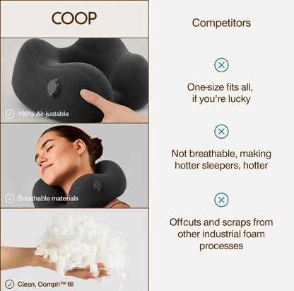 Self-Inflatable Travel Neck Pillow – Adjustable Support with Compact Carry Bag